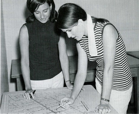 Female workers discussing plans