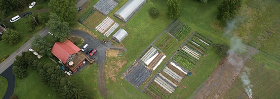 Aerial shot of farmland