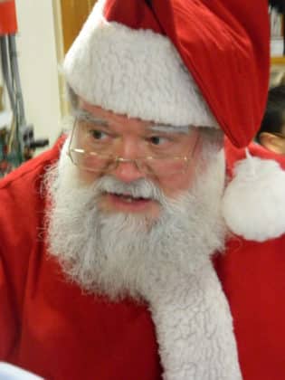 Close up of man dressed as santa clause