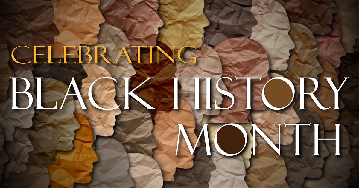 Graphic with text Celebrating Black History Month