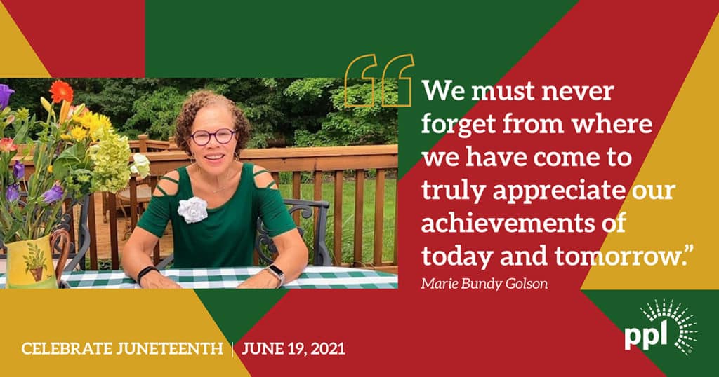 Juneteenth Graphic of Marie Bundy Golson with a quote