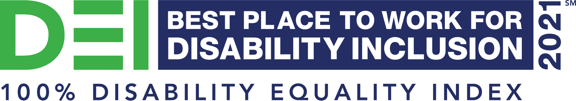 Logo for 2021 Best Place to Work for Disability Inclusion on DEI Index