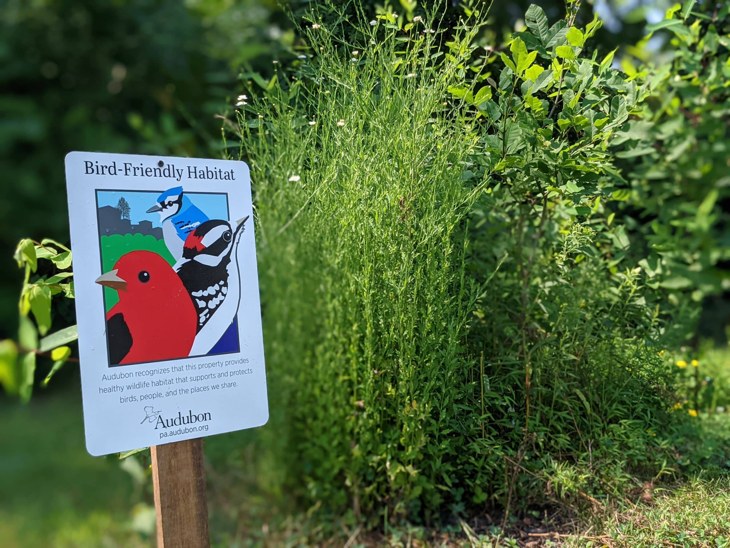 Picture of a bird-friendly habitat sign